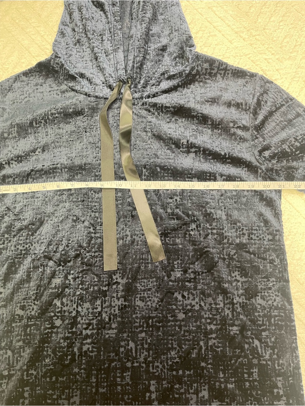 Gypsies & Moondust Navy Velvet T-Shirt Hoodie Size M - Picture 10 of 13